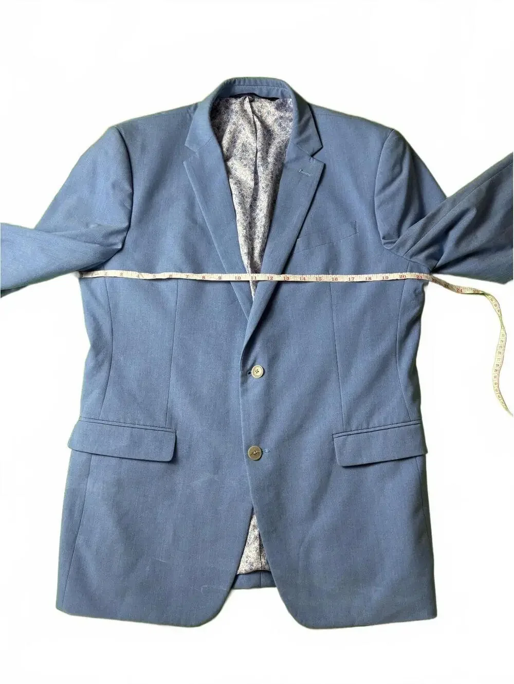Men's Blue Blazer with Patterned Lining